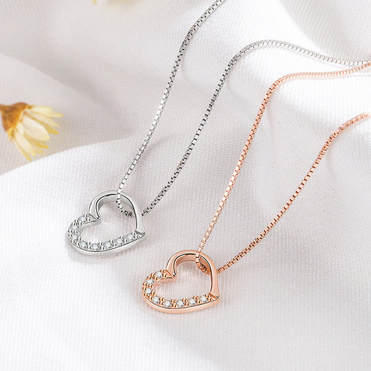 Funkelnde Herzanhänger-Kette aus 925er Silber