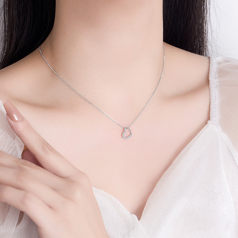 Funkelnde Herzanhänger-Kette aus 925er Silber