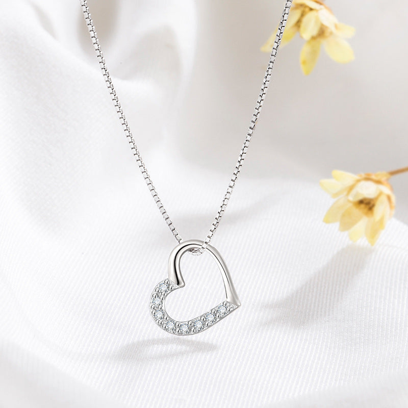 Funkelnde Herzanhänger-Kette aus 925er Silber